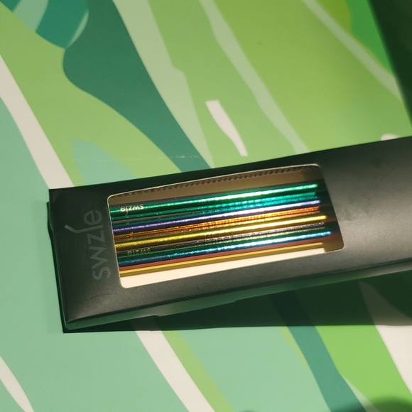 SWZLE Stainless Metal Reusable Rainbow Color Straw Set 4 + Cleaning Brush NIB - Picture 2 of 3